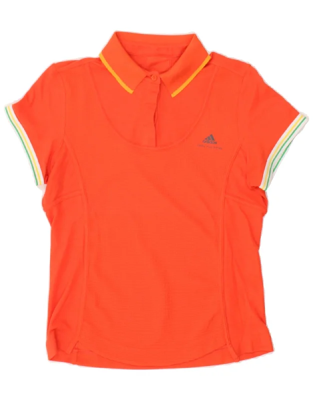 ADIDAS Womens Polo Shirt UK 14 Large Orange Modern Fit Short Sleeve