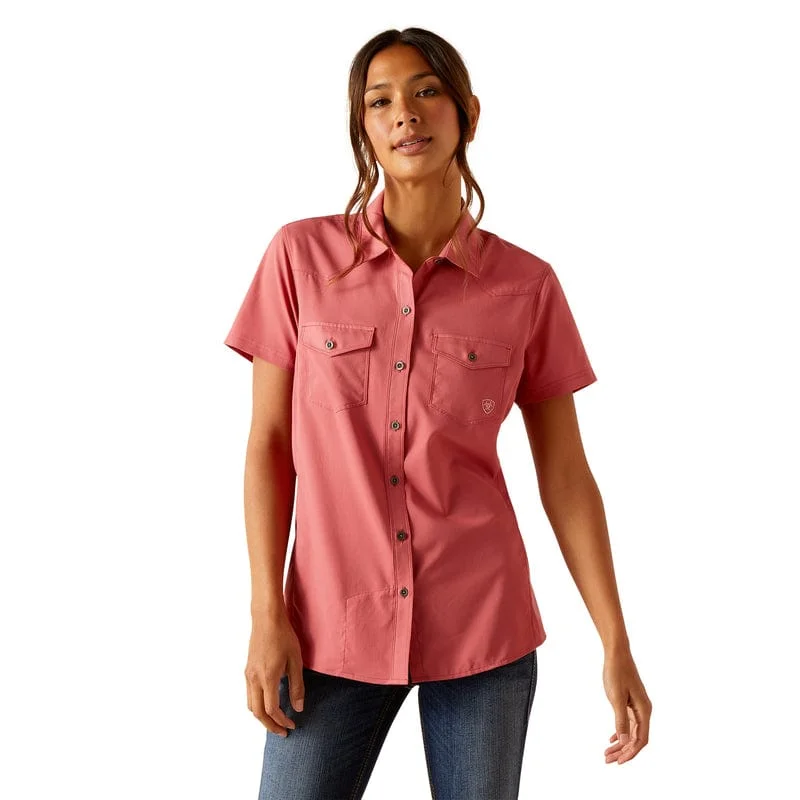 Ariat Women's VentTEK Slate Rose Short Sleeve Western Shirt 10049069 Elegant Longline Short Shirt