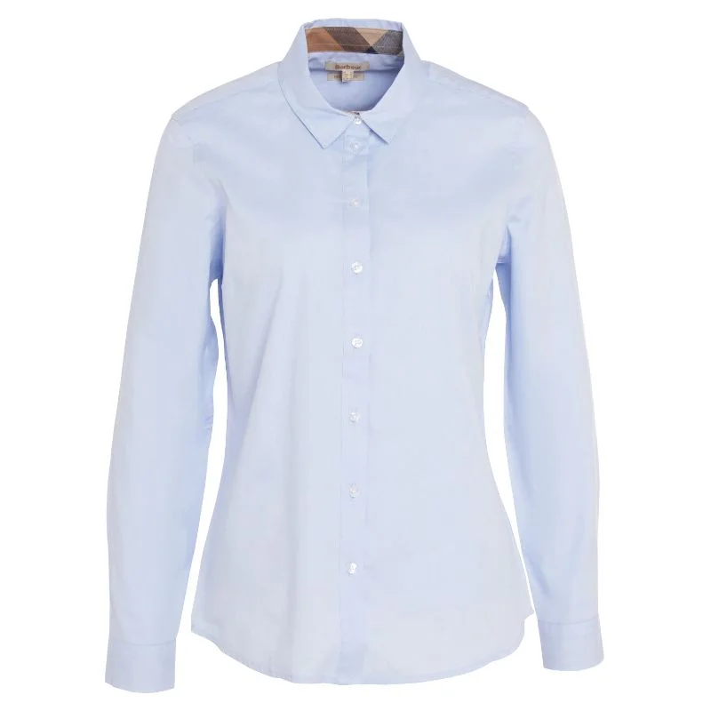 Barbour Derwent Ladies Shirt - Pale Blue/Primrose Hessian Casual Short Sleeve Top