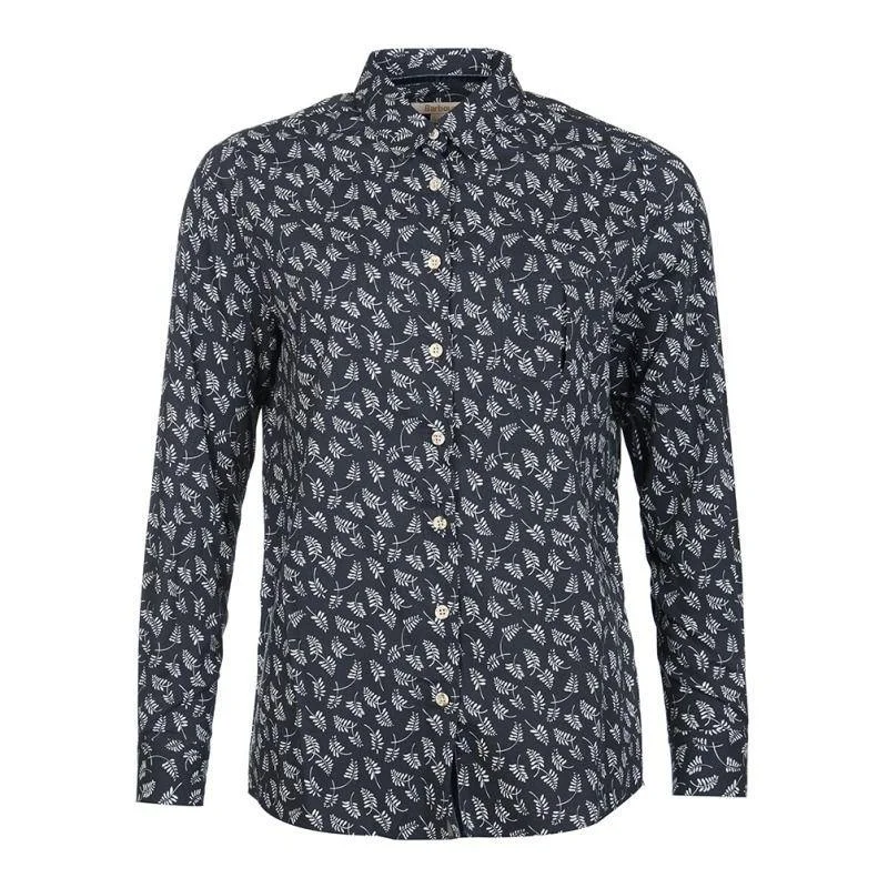 Barbour Ladies Vyne Shirt - Navy Elegant Lace-Trimmed Short Shirt