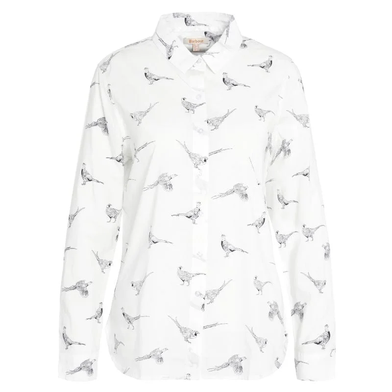 Barbour Safari Ladies Shirt - Pheasant Print Casual Button-Up Short Tee