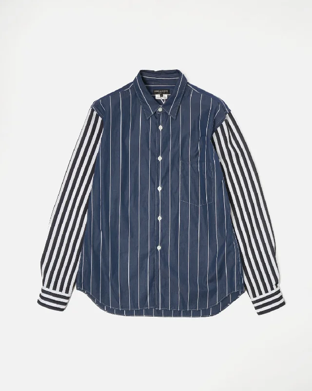 Homme Plus Patch Worked Shirt Stylish Striped Short Sleeve