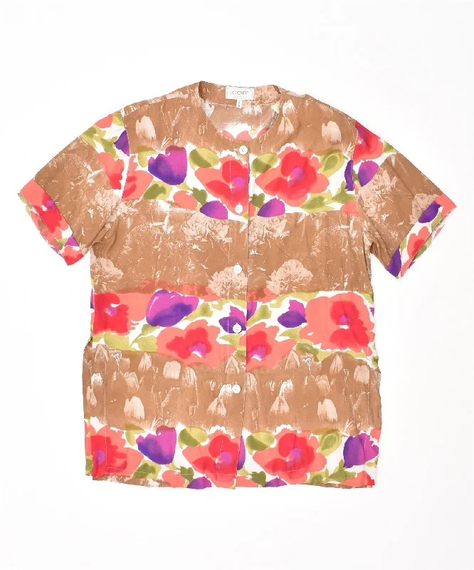 ICAM INTERNATIONAL Womens Shirt Blouse IT 48 XL Multicoloured Floral Trendy Floral Short Sleeve