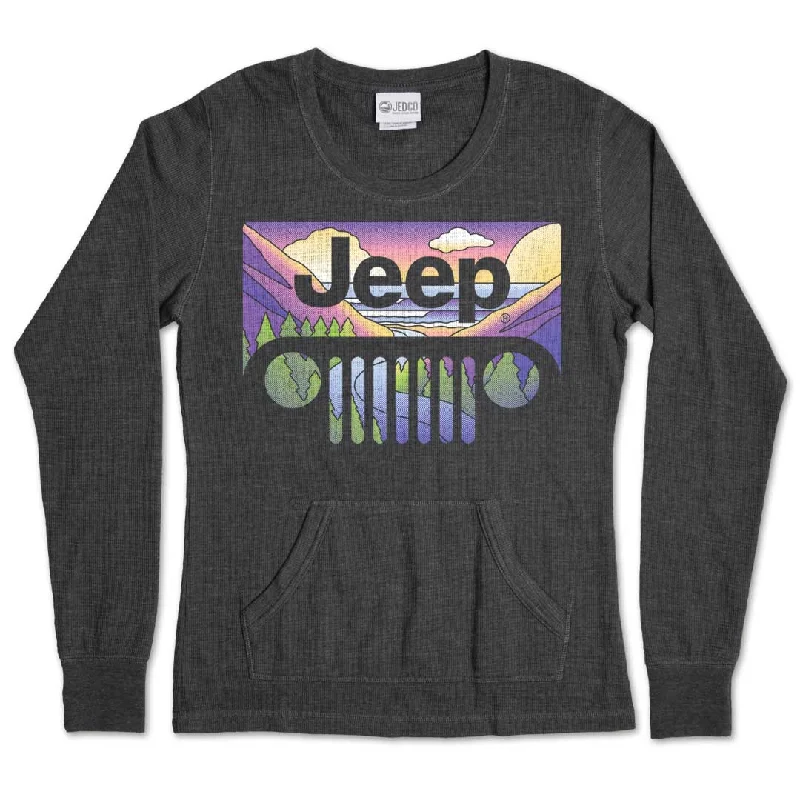 Jeep - Mountain Grille Women's Thermal Shirt Cozy Knit Short Sleeve Top