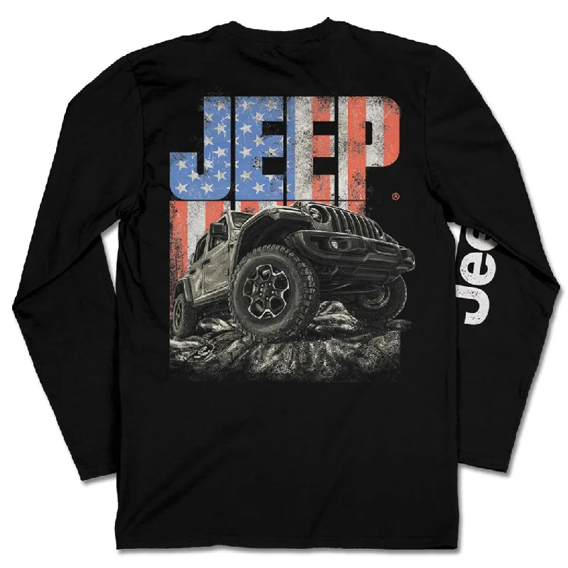 Jeep - USA Rocks Long Sleeve Shirt Trendy Button-Front Short Sleeve