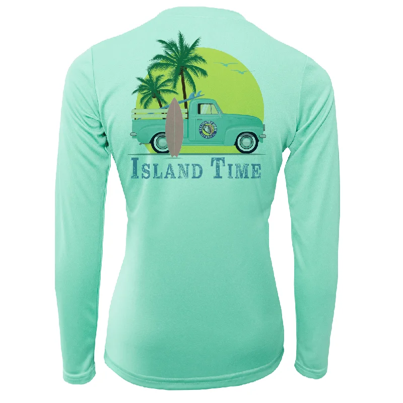 Key West Island Time Women's Long Sleeve UPF 50+ Dry-Fit Shirt Relaxed Fit Short Shirt