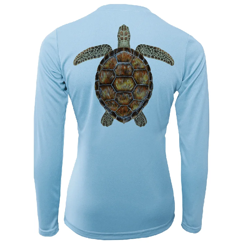 Key West Realistic Turtle Women's Long Sleeve UPF 50+ Dry-Fit Shirt Trendy Sleeveless Short Shirt