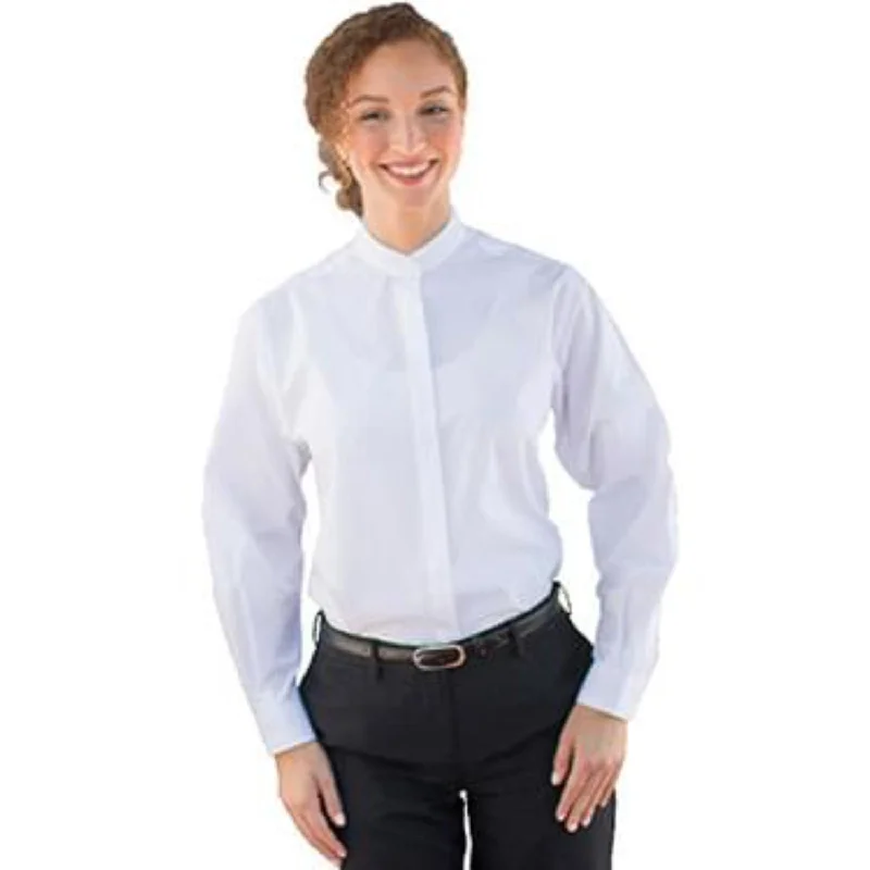 Ladies Banded Collar Broadcloth Shirt Elegant Longline Short Shirt