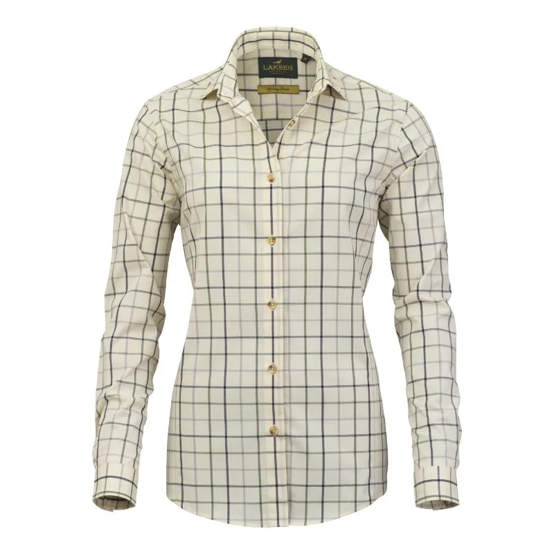 Laksen Bea Ladies Shirt - Grey/Supernavy/Woody Fashionable Sheer Short Shirt