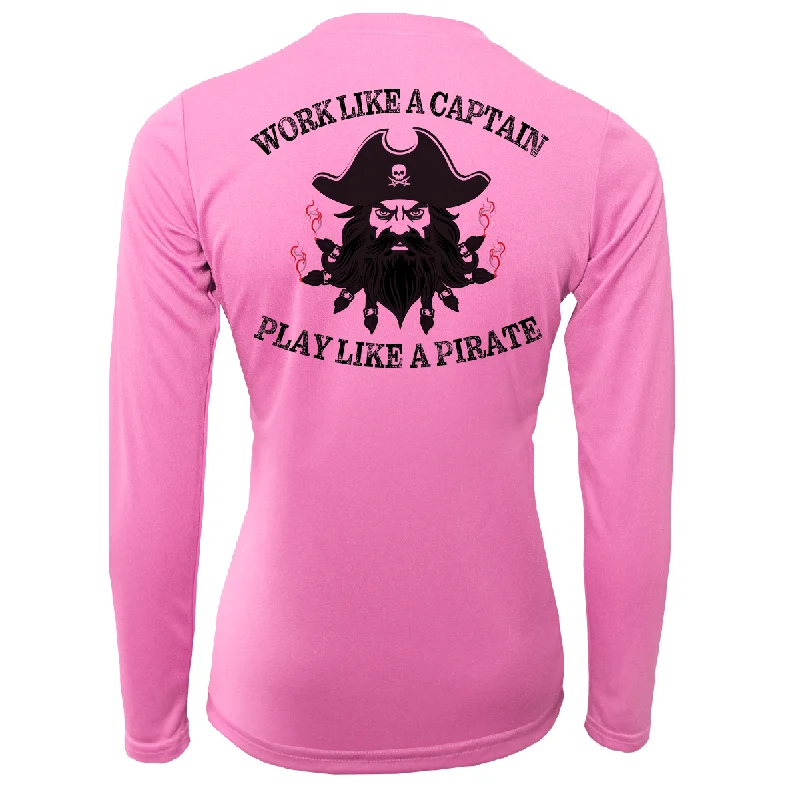 North Carolina Blackbeard Women's Long Sleeve UPF 50+ Dry-Fit Shirt Trendy Floral Short Sleeve