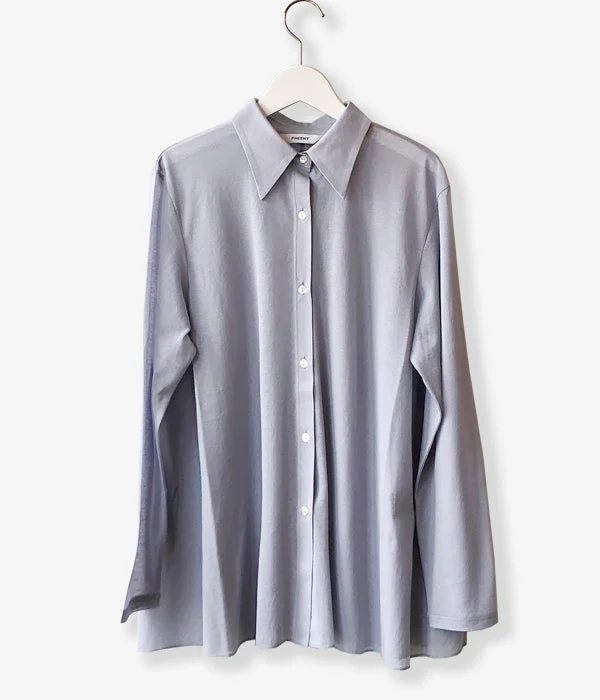 PHEENY/COTTON NYLON SEER SHIRT(BLUE) Relaxed Fit Short Shirt