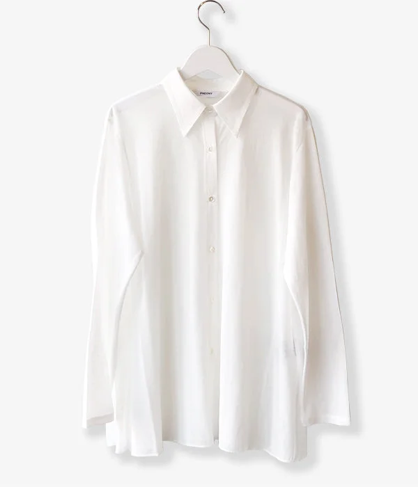 PHEENY/COTTON NYLON SEER SHIRT(WHITE) Comfortable Stretch Short Shirt