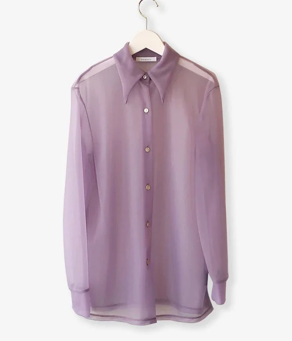 PHEENY/NYLON SMOOTH SHIRT(LAVENDER) Relaxed Fit Short Sleeve Top