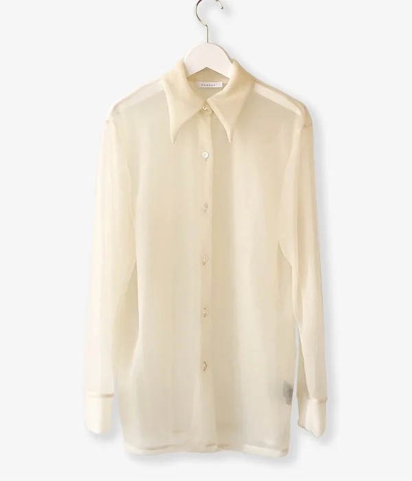 PHEENY/NYLON SMOOTH SHIRT(NUDE) Soft Cotton Short Shirt