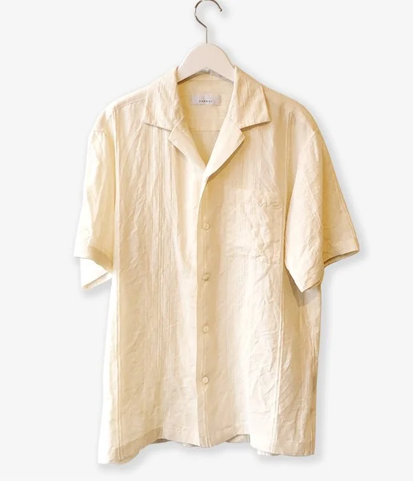 PHEENY/RAMIE RAYON MOLE OPEN COLLAR SHIRT(IVORY) Relaxed Button-Down Short Shirt