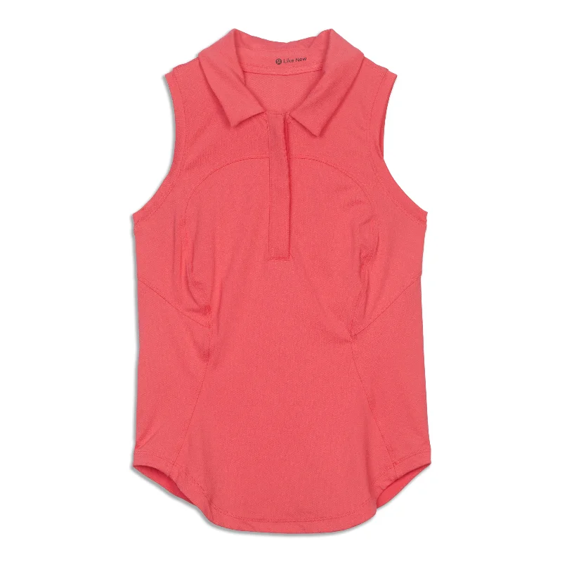 Quick-Dry Sleeveless Polo Shirt - Resale Fashionable Pleated Short Shirt