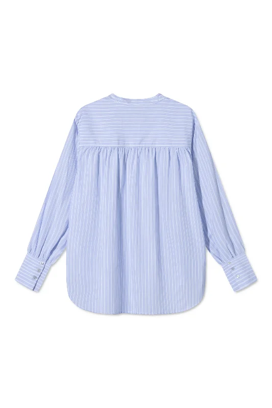 SABINE SHIRT BLUE STRIPE Classic Short Sleeve Blouse