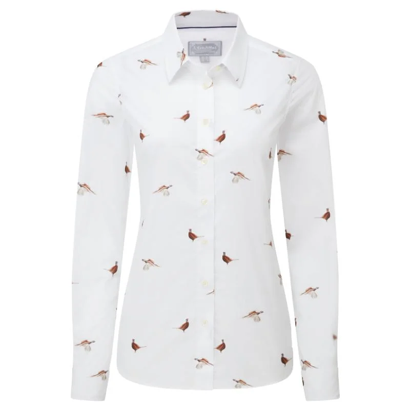 Schoffel Ladies Norfolk Shirt - Pheasant Print Modern Fit Short Sleeve