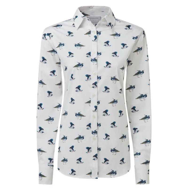 Schoffel Owen Williams Ladies Shirt - Lapwing Print Trendy Short Sleeve Blouse