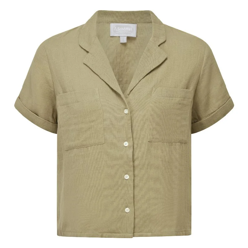 Schoffel Summerfield Ladies Shirt - Light Khaki Green Chic Button-Up Short Shirt