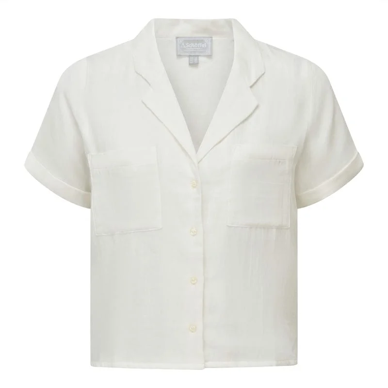 Schoffel Summerfield Ladies Shirt - Soft White Cozy Loose Fit Short Sleeve