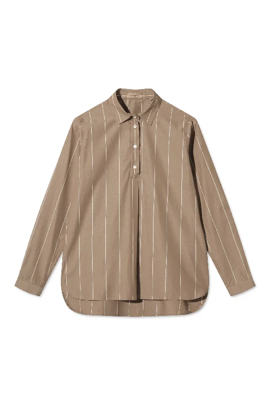 STINE SHIRT BROWN STRIPE Stylish Round Neck Shirt