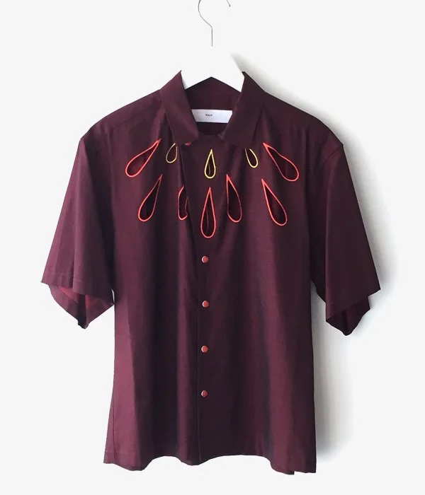 TOGA PULLA/EMBROIDERY SHIRT (RED) Trendy Short Sleeve Blouse