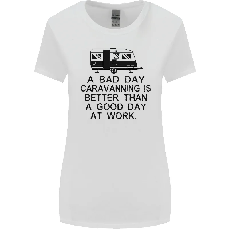 A Bad Day Caravanning Caravan Funny Womens Wider Cut T-Shirt Basic T-Shirt Crew Neck Short Sleeve