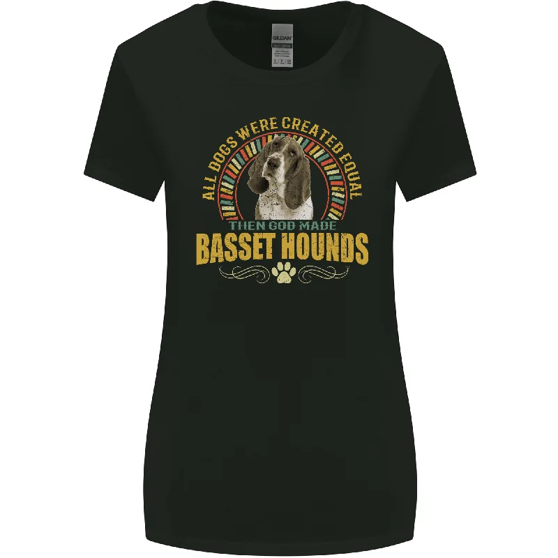 A Basset Hound Dog Womens Wider Cut T-Shirt Striped Floral Plaid