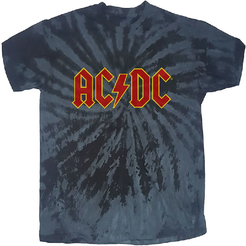 AC/DC | Official Band T-Shirt | Logo (Dip-Dye) Hooded Caped Shawl Collar