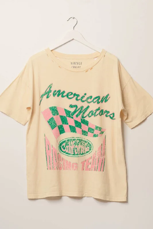 American Motors California Distressed T-Shirt Plaid T-Shirt Polka Dot Checkered