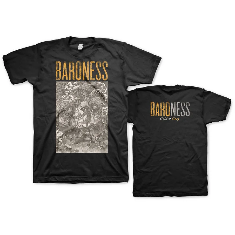 Baroness | Official Band T-Shirt | Gold & Grey (Back Print) Sequined Glittery Shiny