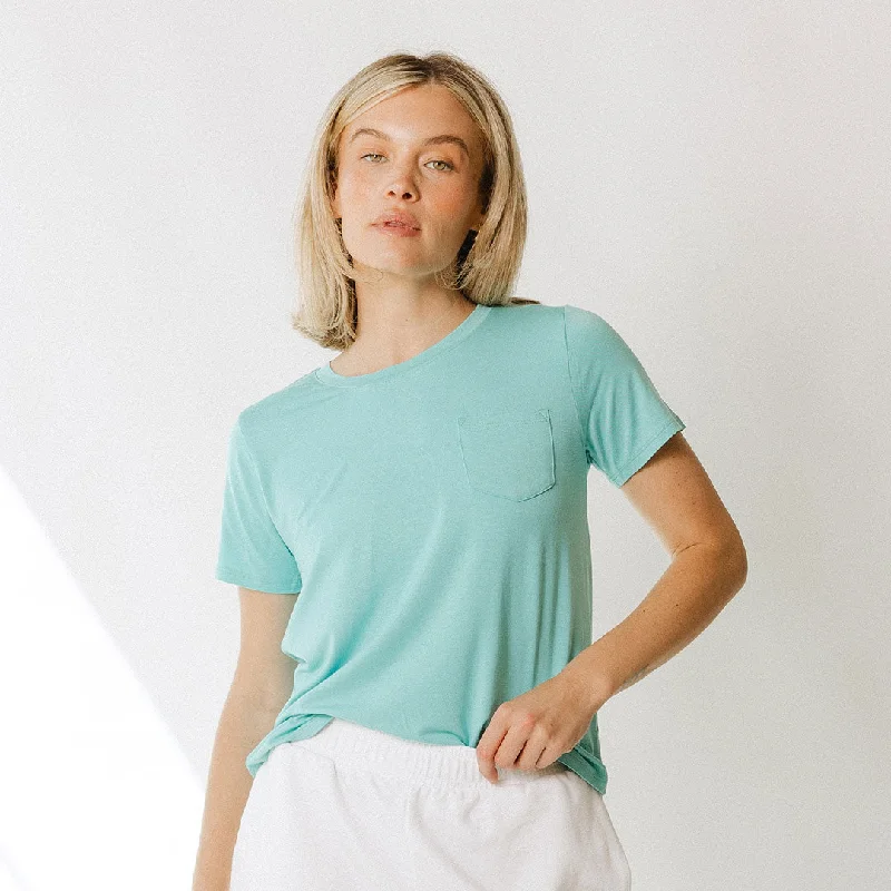 Basic Tee, Aqua Welt Pockets Slit Pockets