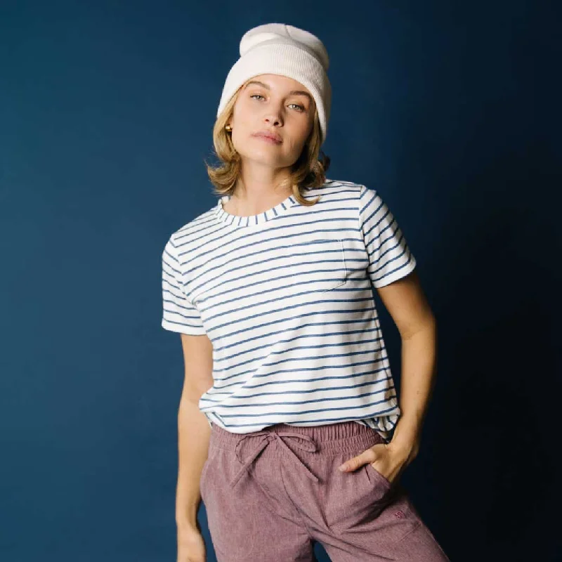 Basic Tee, Venice Stripe Spandex Blend Rayon Blend Denim Blend