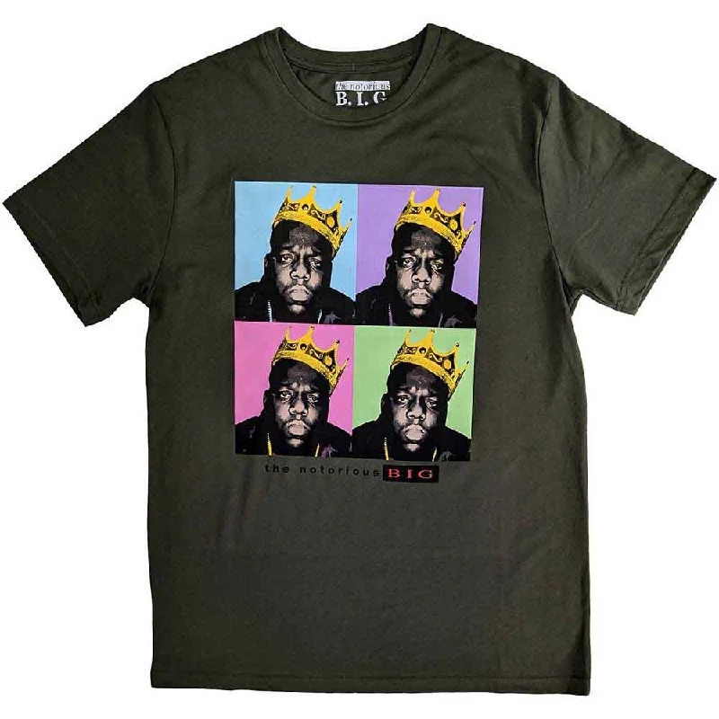 Biggie Smalls | Official Band T-Shirt | Crown Pop Art Ribbed Striped Patterned