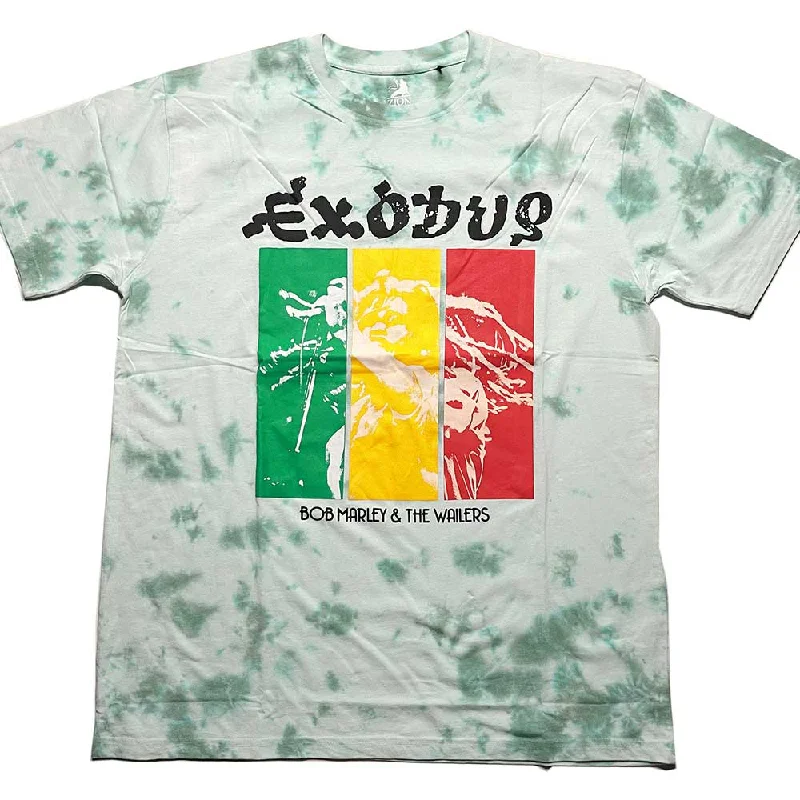 Bob Marley | Official Band T-Shirt | Rasta Colours (Dye-Wash) Striped Floral Plaid