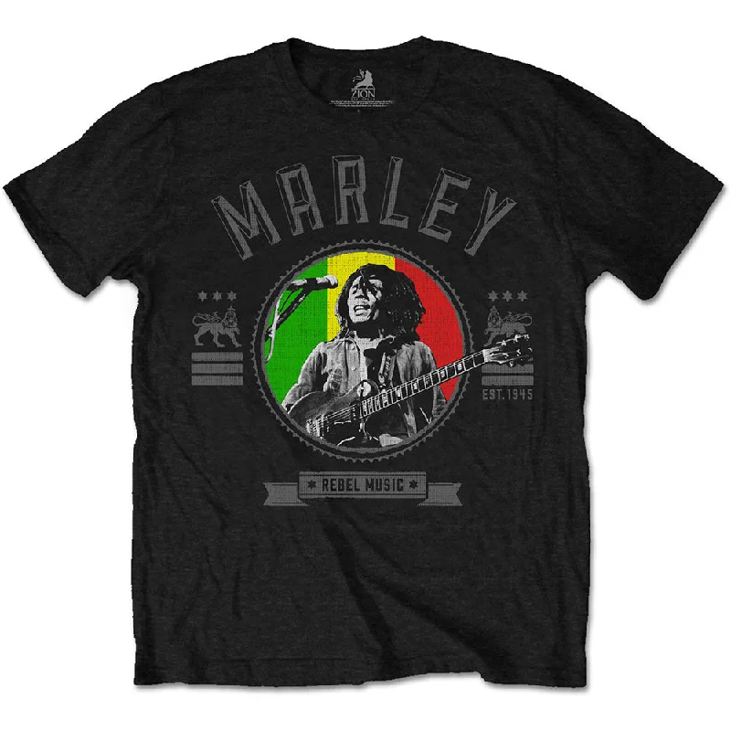 Bob Marley | Official Band T-Shirt | Rebel Music Seal Solid Print Embellished