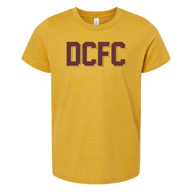 DCFC Youth Block Shadow T-Shirt- Mustard Houndstooth Herringbone Solid