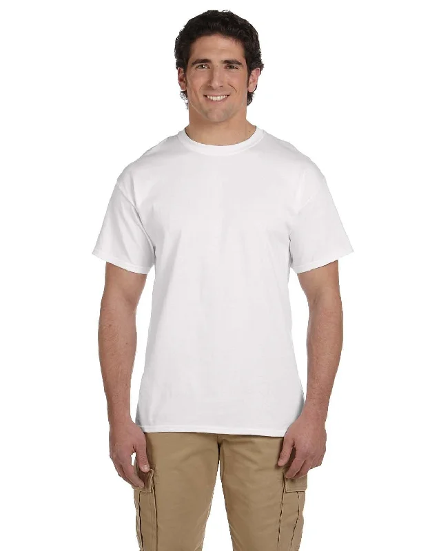 Fruit of the Loom 100% Cotton T-Shirt | White Collared Crew Neck Turtle Neck