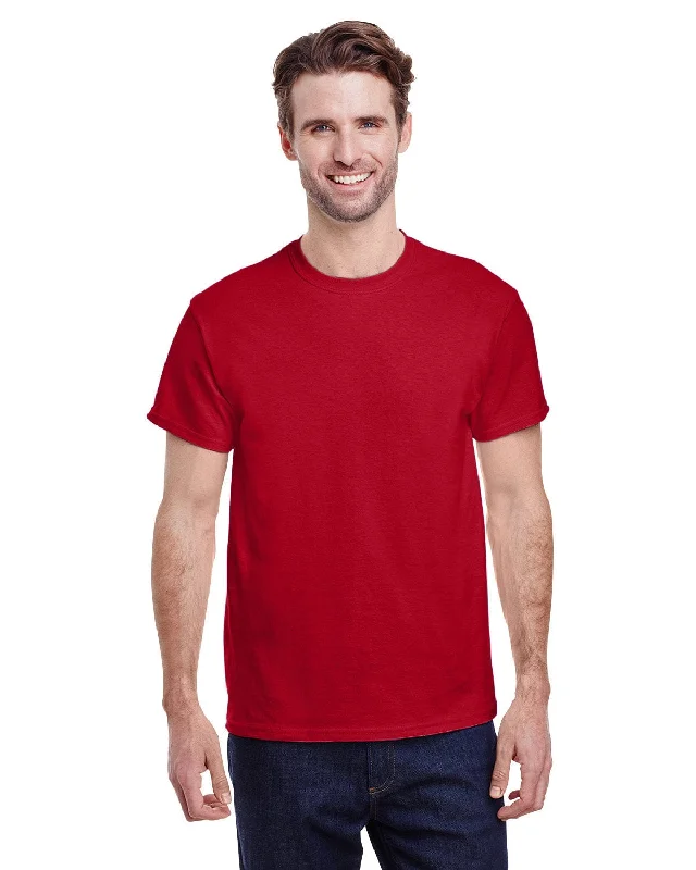 Gildan Heavy Cotton T-Shirt | Red Print Jacquard Patchwork