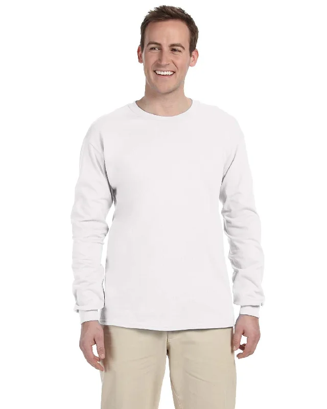 Gildan Ultra Cotton Heavyweight Long Sleeve T-Shirt | White Embroidered Appliqued Beaded