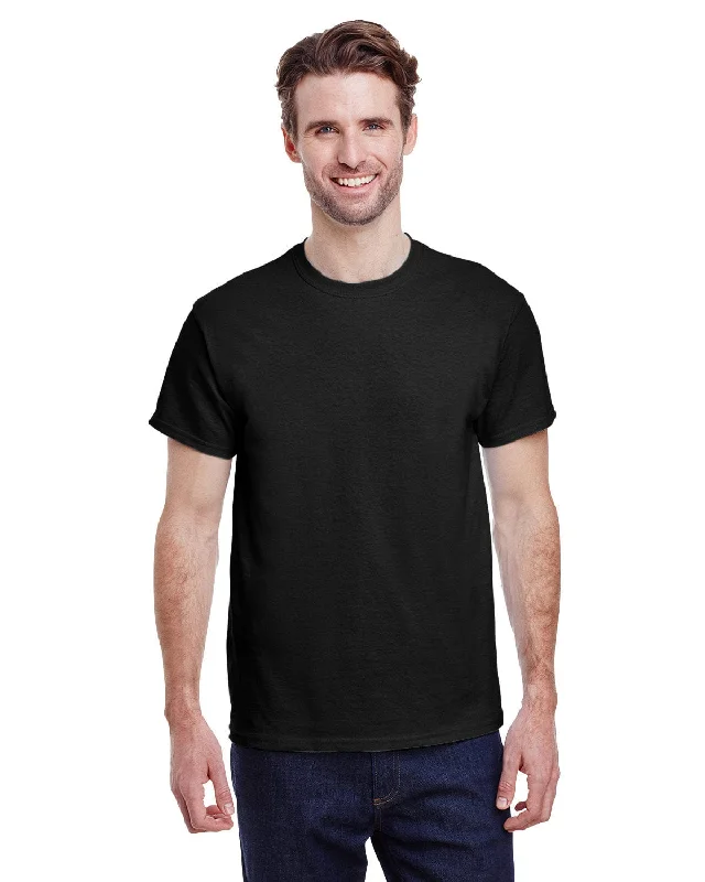 Gildan Ultra Cotton Heavyweight T-Shirt | Black Striped Floral Plaid