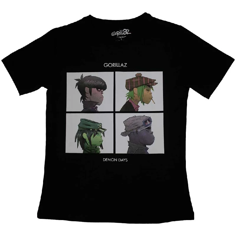 Gorillaz | Official Band Ladies T-Shirt | Demon Days Spandex Blend Rayon Blend Denim Blend