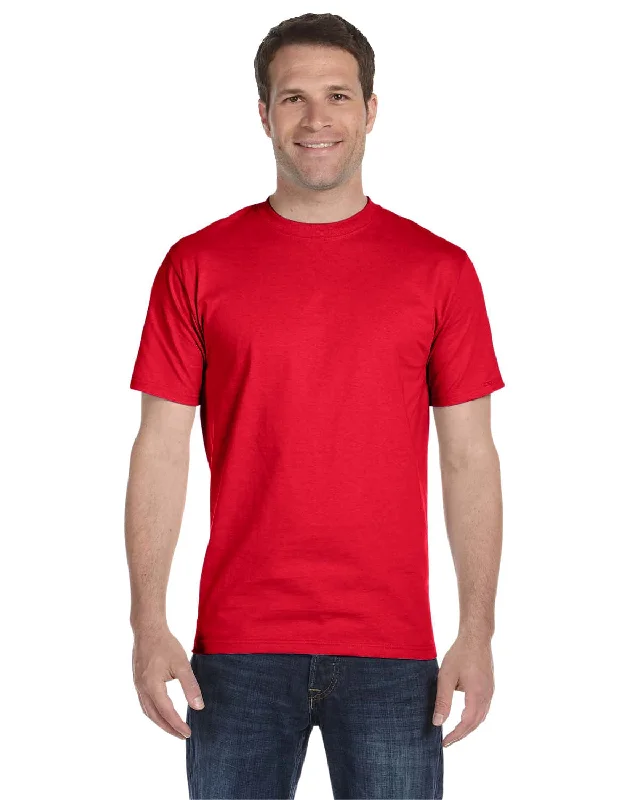 Hanes ComfortSoft 100% Cotton T-Shirt | Athletic Red Welt Pockets Slit Pockets Flap Pockets