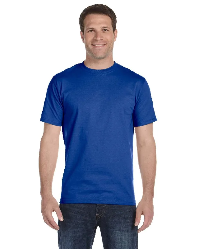 Hanes ComfortSoft 100% Cotton T-Shirt | Deep Royal Polka Dot Checkered Tartan