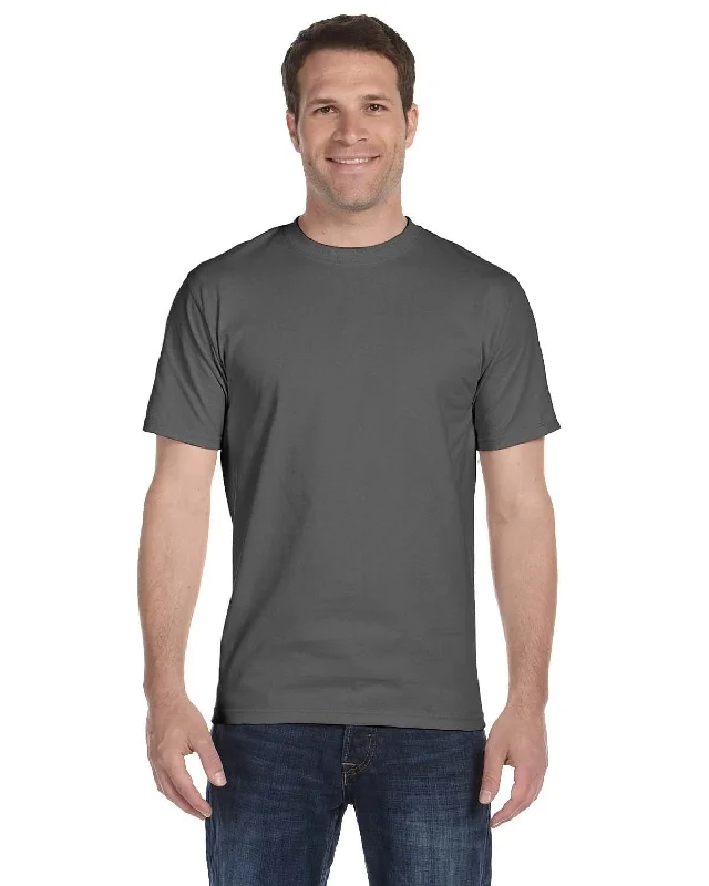 Hanes ComfortSoft 100% Cotton T-Shirt | Smoke Gray Welt Pockets Slit Pockets