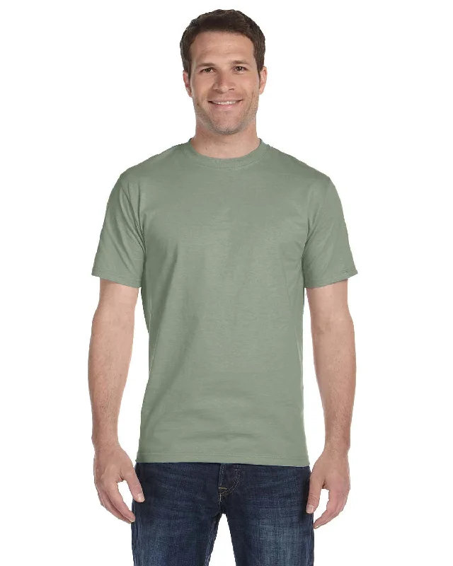 Hanes ComfortSoft 100% Cotton T-Shirt | Stonewash Green Striped Floral Plaid