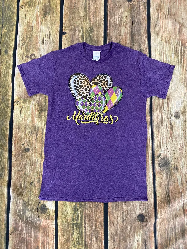 Mardi Gras Heart T-Shirt Print Jacquard Patchwork