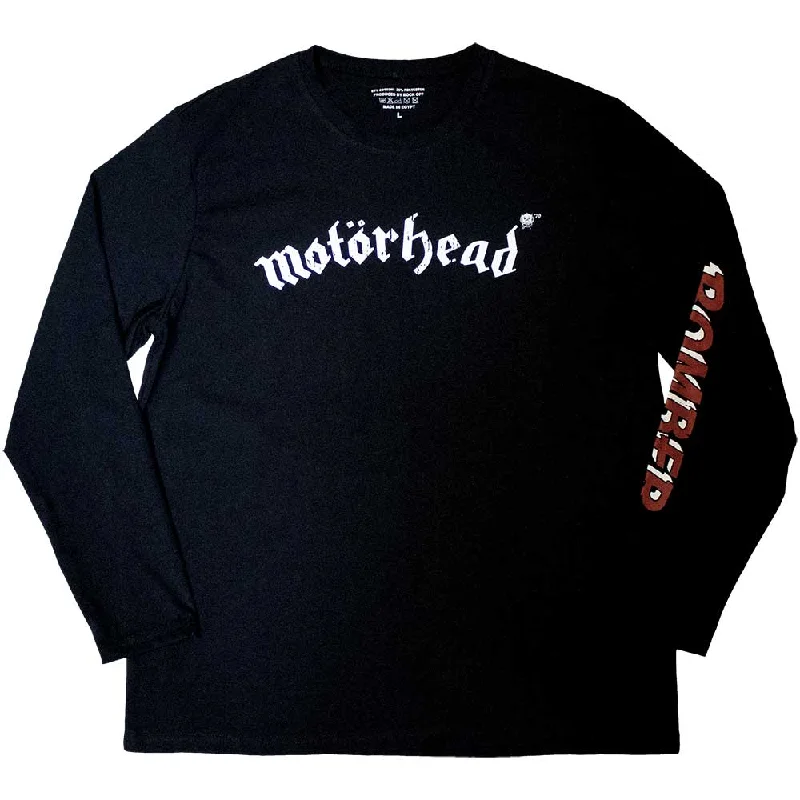 Motorhead| Official Band Long Sleeve T-Shirt | Bomber (Back & Sleeve Print) Spandex Blend Rayon Blend Denim Blend