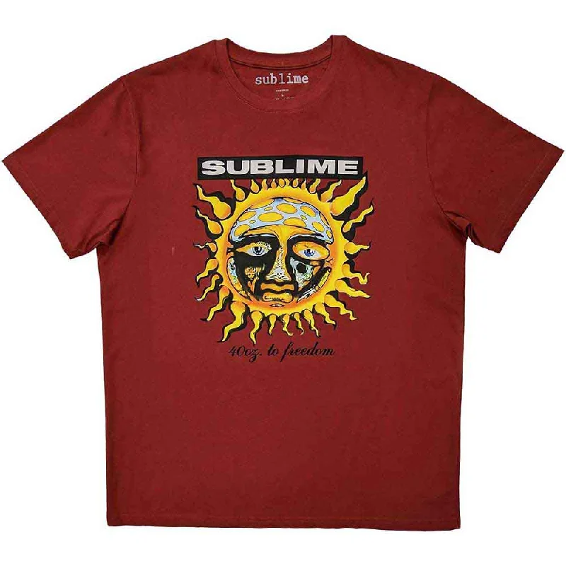 Sublime | Official Band T-Shirt | GRN 40 Oz Red Striped Floral Plaid